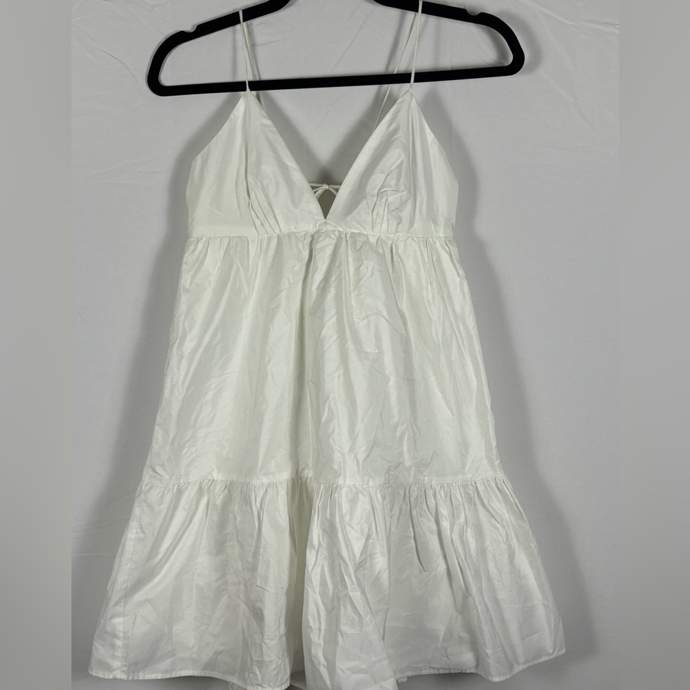 Zara Mini Dress Spaghetti Strap Babydoll White-M - Picture 5 of 11